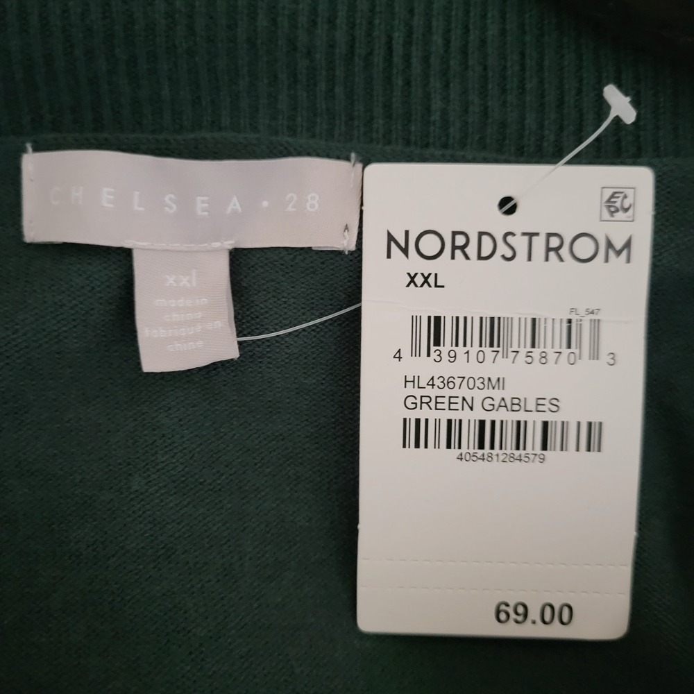 Chelsea28 Dark Green Oversized V-Neck Sweater Plus XXL NWT High-Low Neutral‎ - Picture 3 of 9